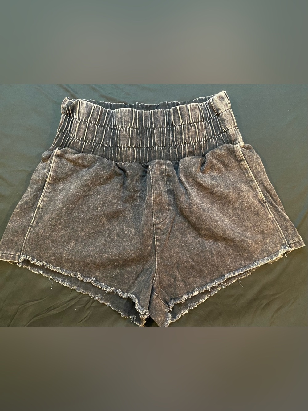 High-Waist Washed Black Denim Women’s Shorts